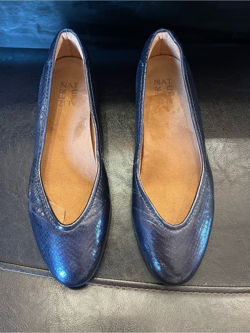 Naturalizer Women’s Blue Snake Print Faux Leather Slip-On Ballet Flats 9.5M